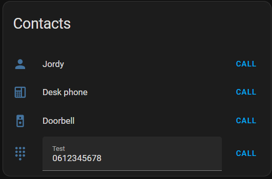 contacts card